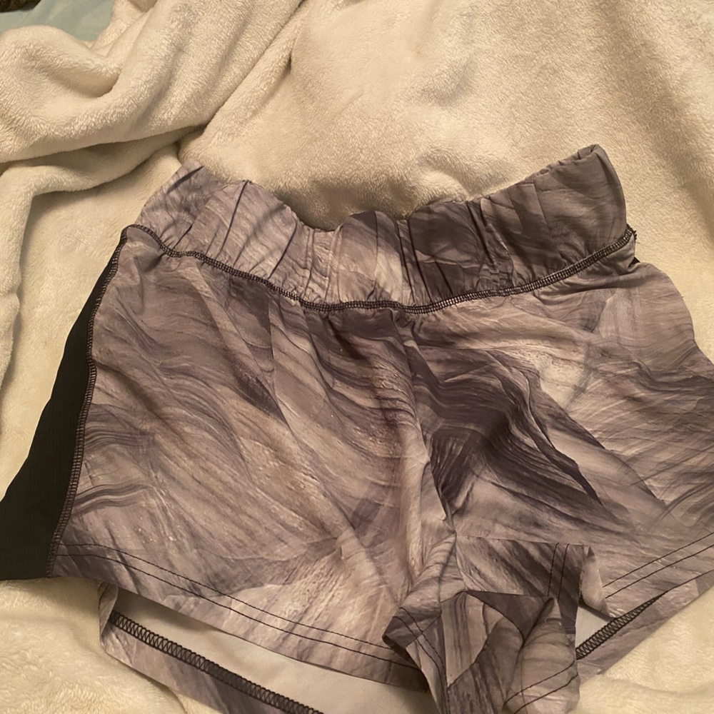 Grey tie dye workout shorts with zipper